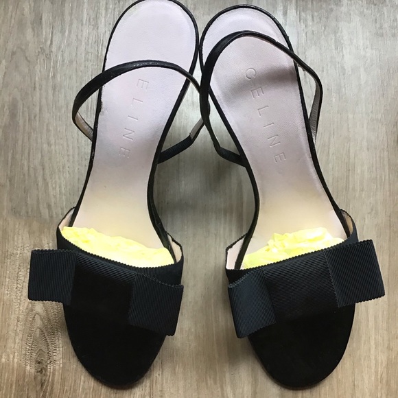 Vintage Celine Grosgrain Bow Heels - Picture 1 of 8